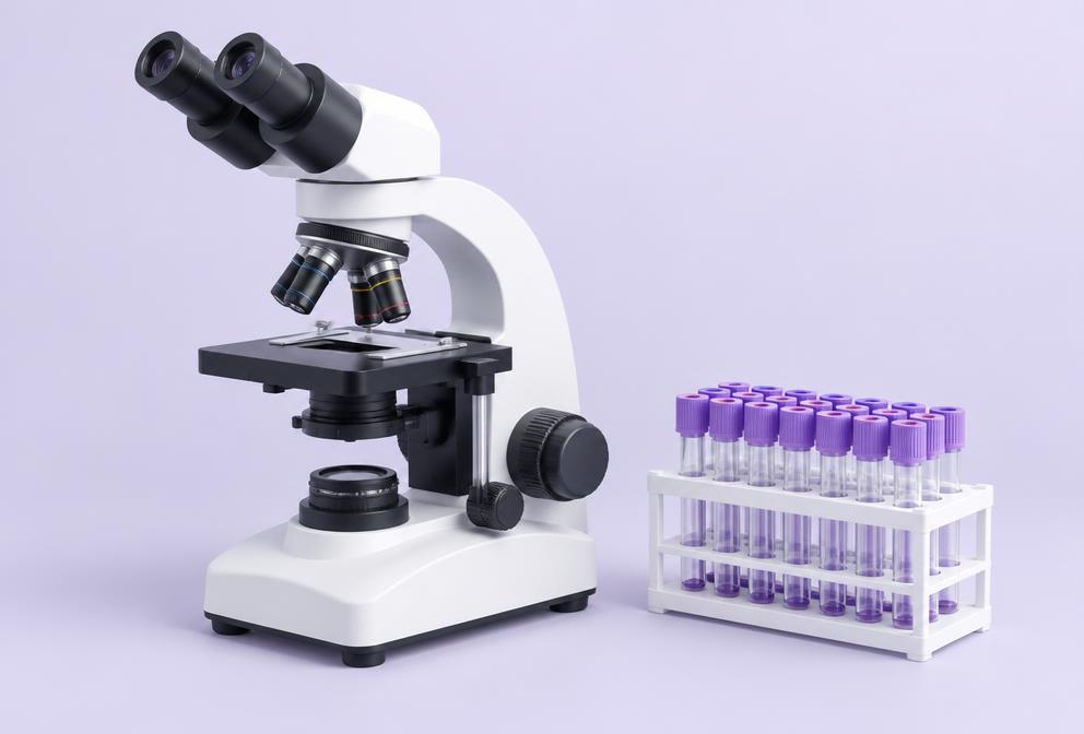 Microscope and test tubes